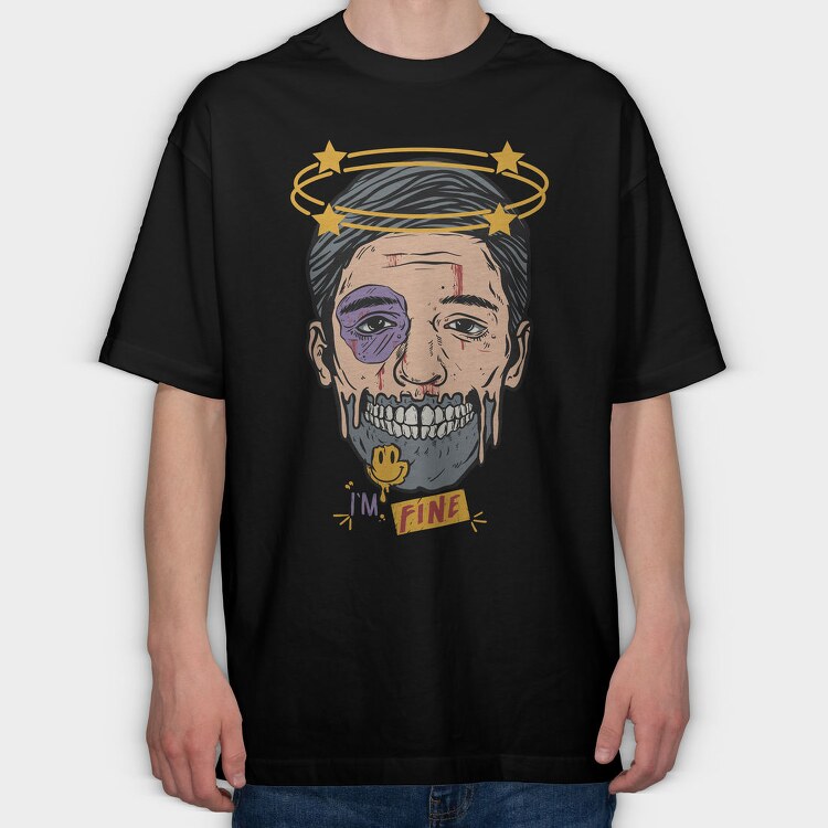 Zombie Smiley Fine, Tricou Oversize Barbati (Unisex)