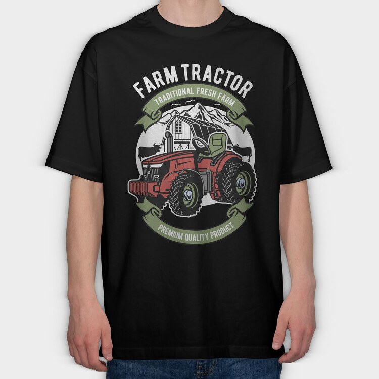Farm Fresh Tractor, Tricou Oversize Barbati (Unisex)