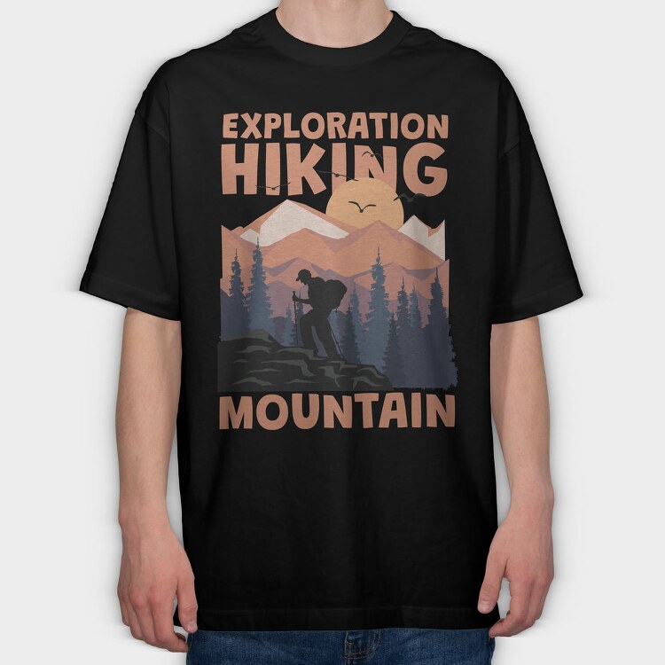Exploration Hiking Mountain, Tricou Oversize Barbati (Unisex)