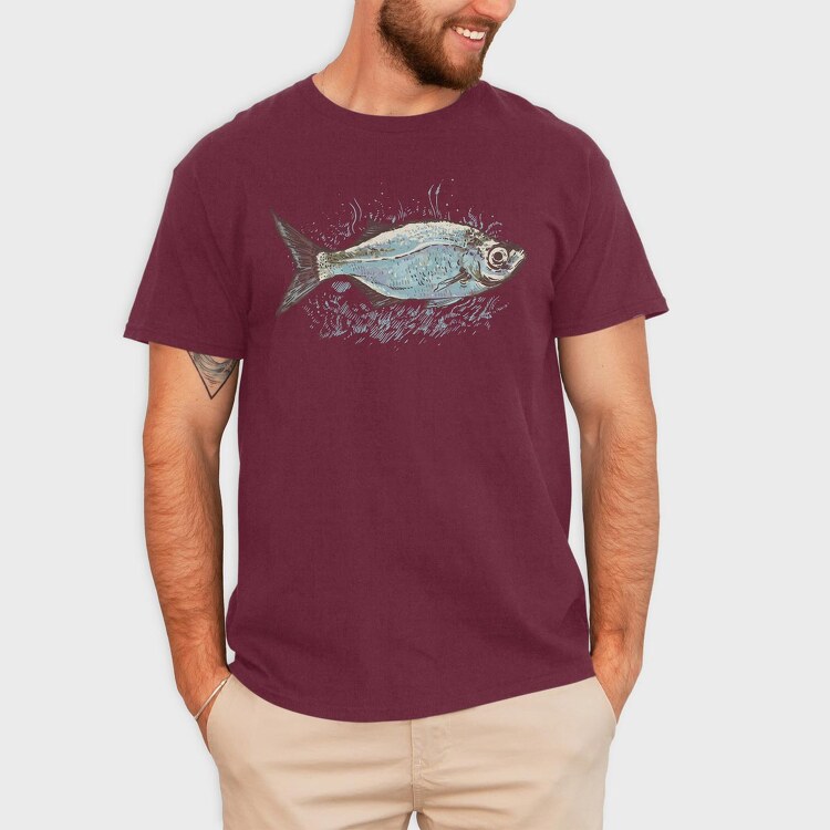 Fish Drawing, Tricou Barbati (Unisex)