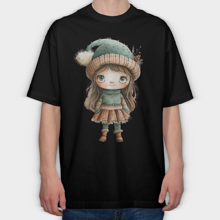 Christmas Winter Girl, Tricou Oversize Barbati (Unisex)