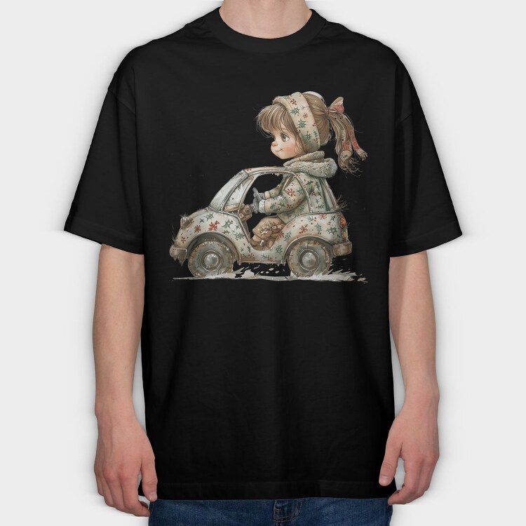 Christmas Vintage Driver, Tricou Oversize Barbati (Unisex)