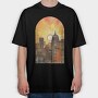 City Skyline Sunset, Tricou Oversize Barbati (Unisex)