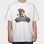 Christmas Whimsical Car, Tricou Oversize Barbati (Unisex)