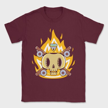 Flaming Skull Wheels, Tricou Barbati (Unisex)