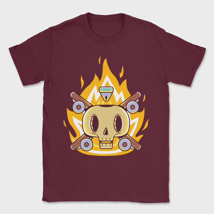 Flaming Skull Wheels, Tricou Barbati (Unisex)