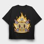 Flaming Skull Wheels, Tricou Oversize Barbati (Unisex)