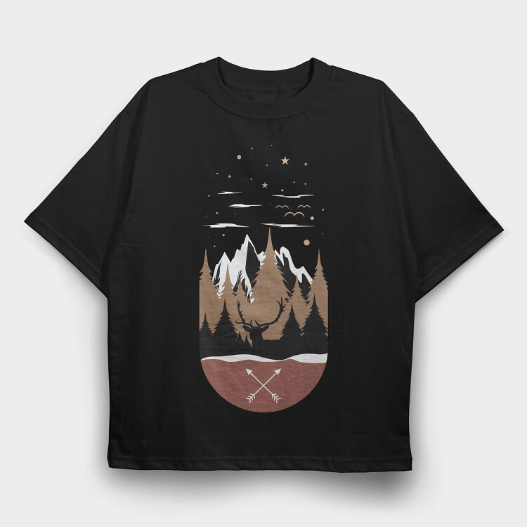 Forest Deer Arrows, Tricou Oversize Barbati (Unisex)