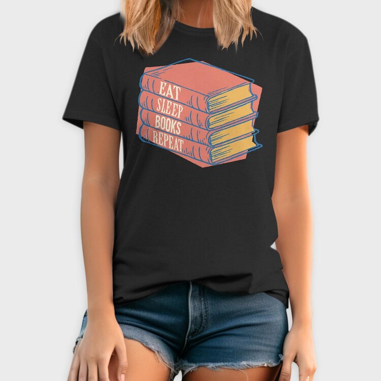 Eat Sleep Books Repeat, Tricou Barbati (Unisex)