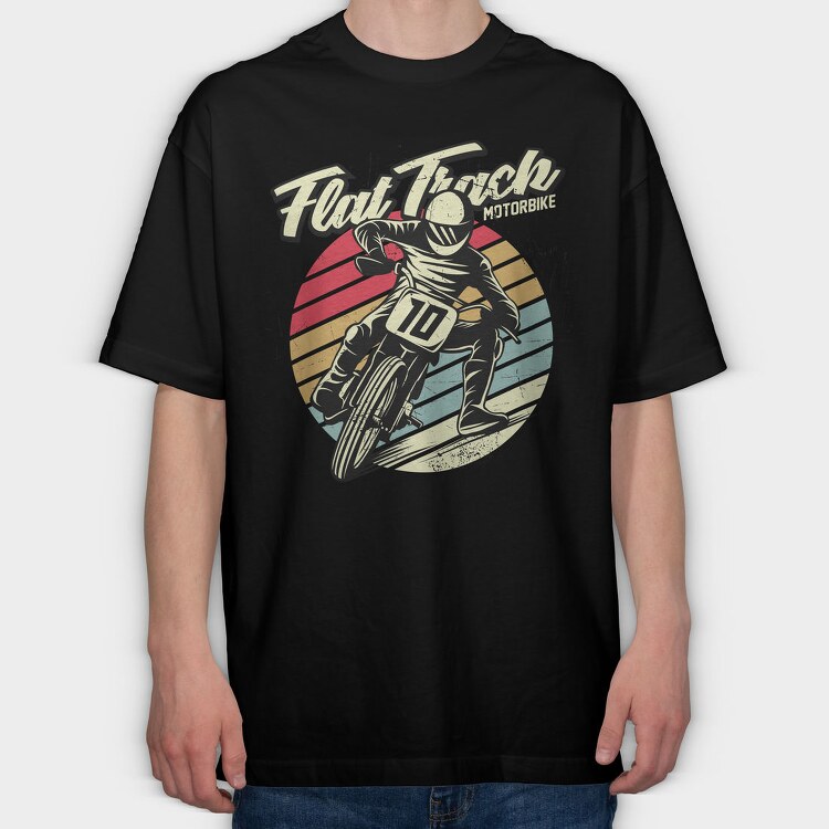 Flat Track Rider, Tricou Oversize Barbati (Unisex)