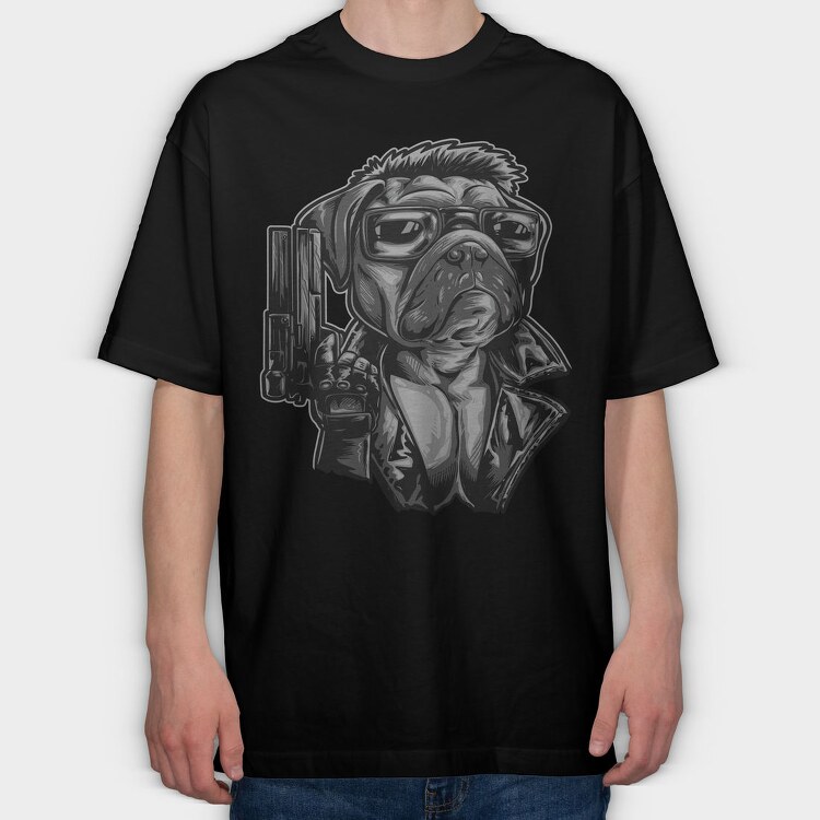 Pug Pilot, Tricou Oversize Barbati (Unisex)