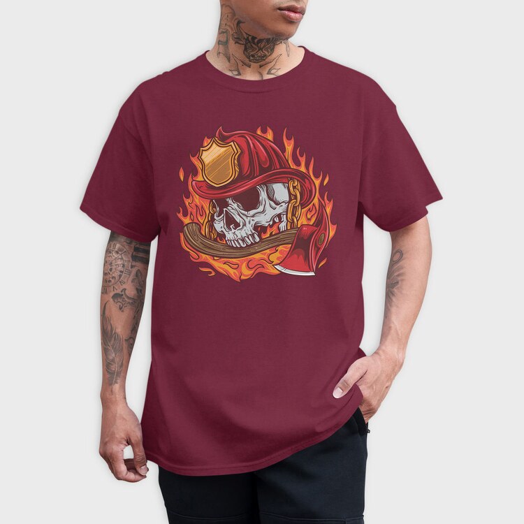 Firefighter Skull, Tricou Barbati (Unisex)