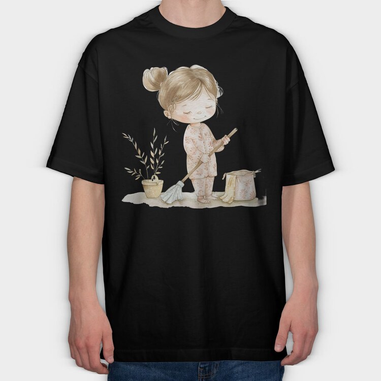 Cleaning Maid Girl, Tricou Oversize Barbati (Unisex)