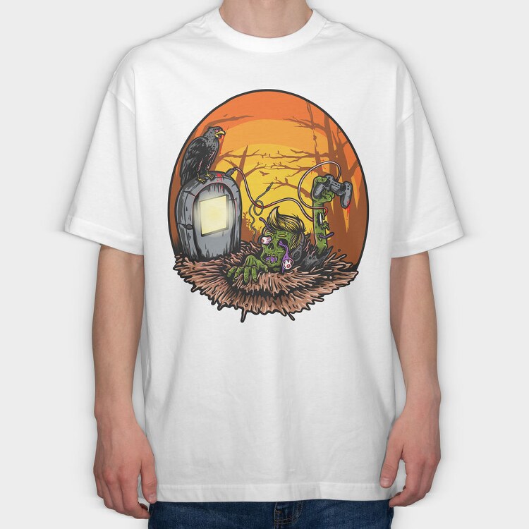 Zombie Gaming Horror, Tricou Oversize Barbati (Unisex)