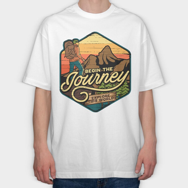 Begin The Journey Explore World, Tricou Oversize Barbati (Unisex)