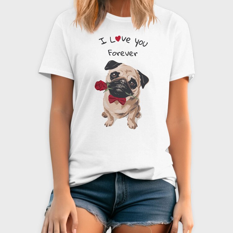Pug Rose Forever, Tricou Barbati (Unisex)