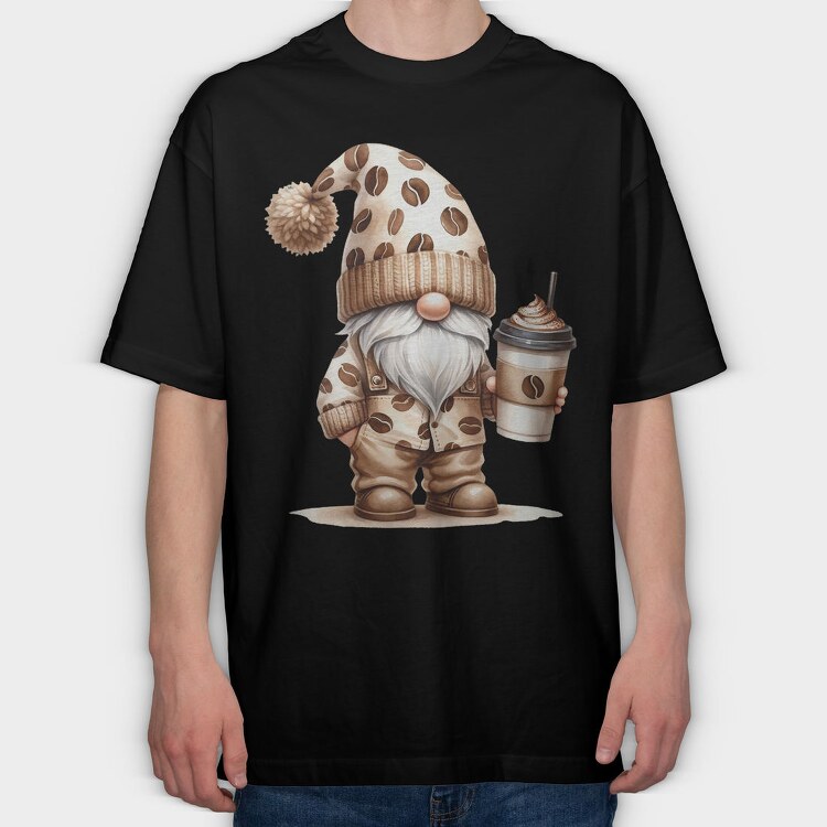 Coffee Chic Gnome, Tricou Oversize Barbati (Unisex)