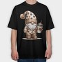 Coffee Chic Gnome, Tricou Oversize Barbati (Unisex)