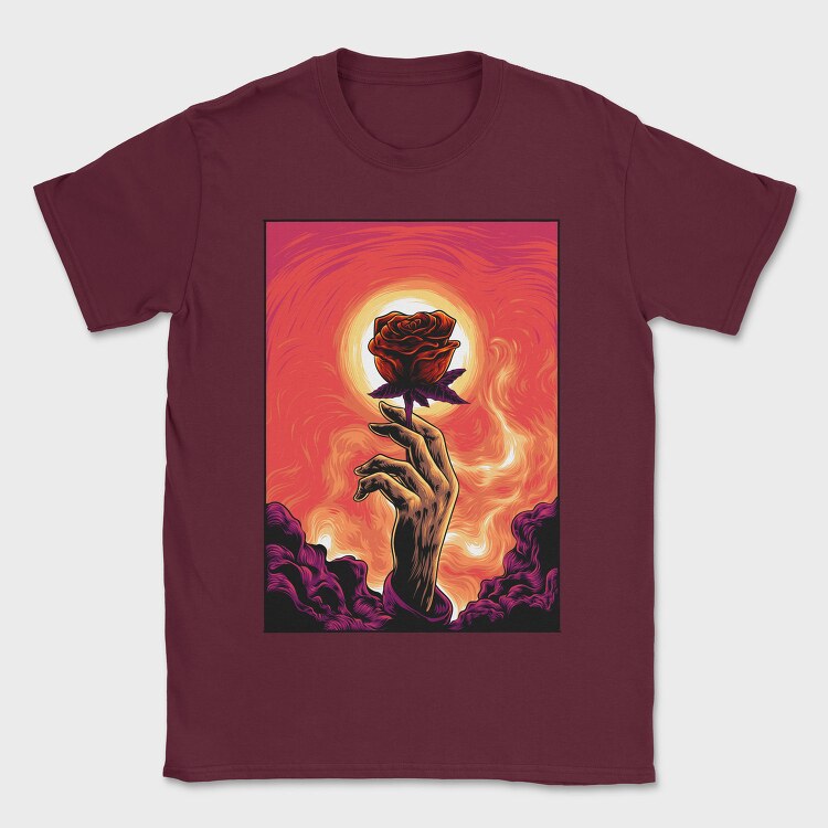 Burning Rose Hand, Tricou Barbati (Unisex)