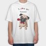 Pug Rose Forever, Tricou Oversize Barbati (Unisex)