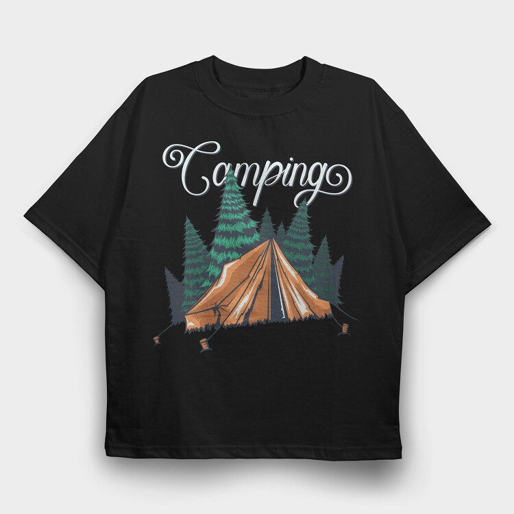 Camping Forest Tent, Tricou Oversize Barbati (Unisex)