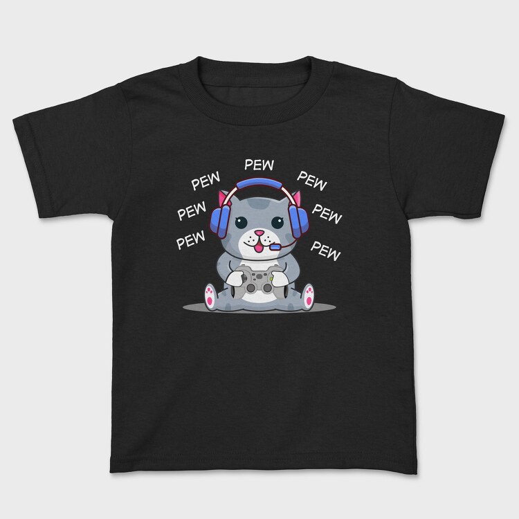 Cat Gamer Headphones, Tricou Copii