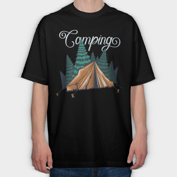 Camping Forest Tent, Tricou Oversize Barbati (Unisex)