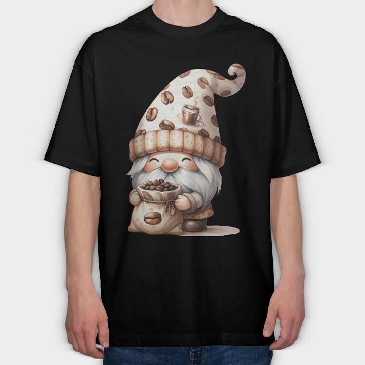 Coffee Coffee Coffee Cafe Gnome, Tricou Oversize Barbati (Unisex)