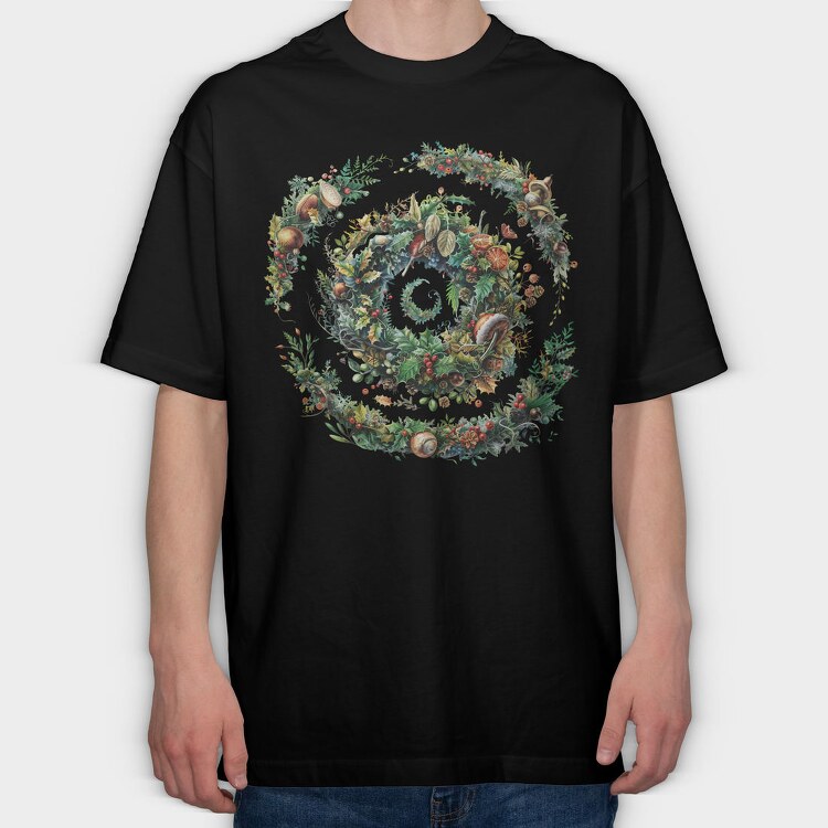 Christmas Wreath Garden, Tricou Oversize Barbati (Unisex)