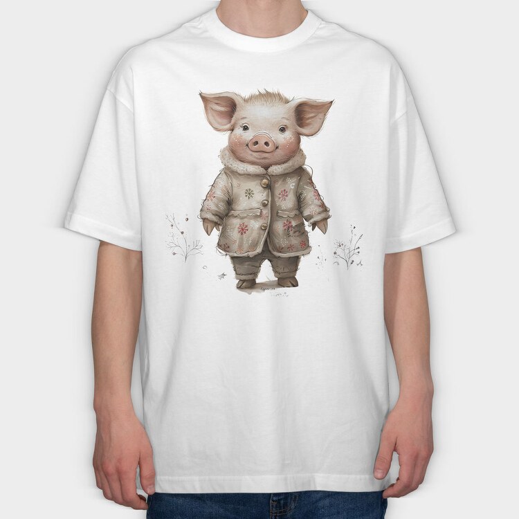 Christmas Whimsical Pig, Tricou Oversize Barbati (Unisex)