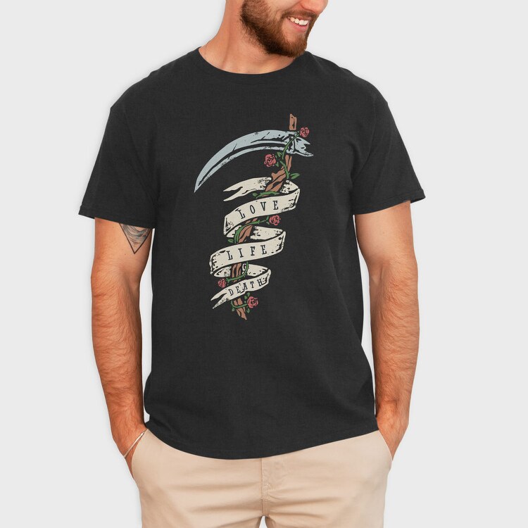 Love Life Death Roses, Tricou Barbati (Unisex)