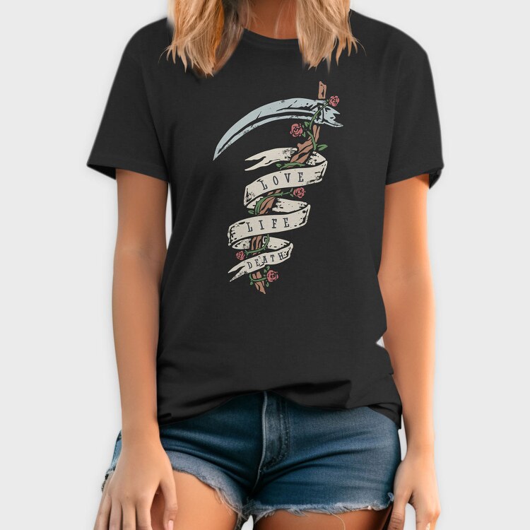 Love Life Death Roses, Tricou Barbati (Unisex)