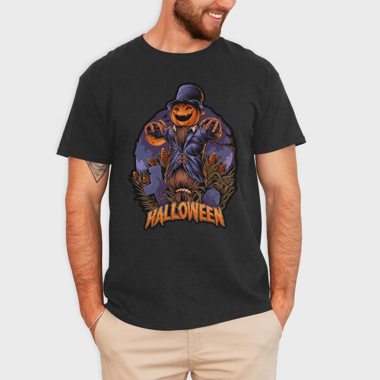 Pumpkin Scarecrow Halloween, Tricou Barbati (Unisex)