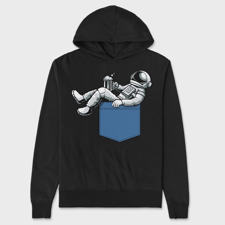 Astronaut Pocket Beer, Hanorac Oversize Barbati (Unisex)