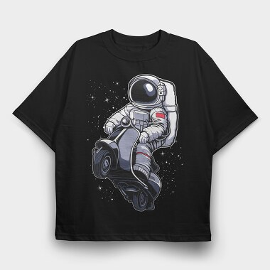 Astronaut Scooter Rider, Tricou Oversize Barbati (Unisex)