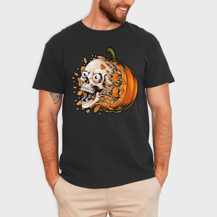 Pumpkin Skull Feast, Tricou Barbati (Unisex)