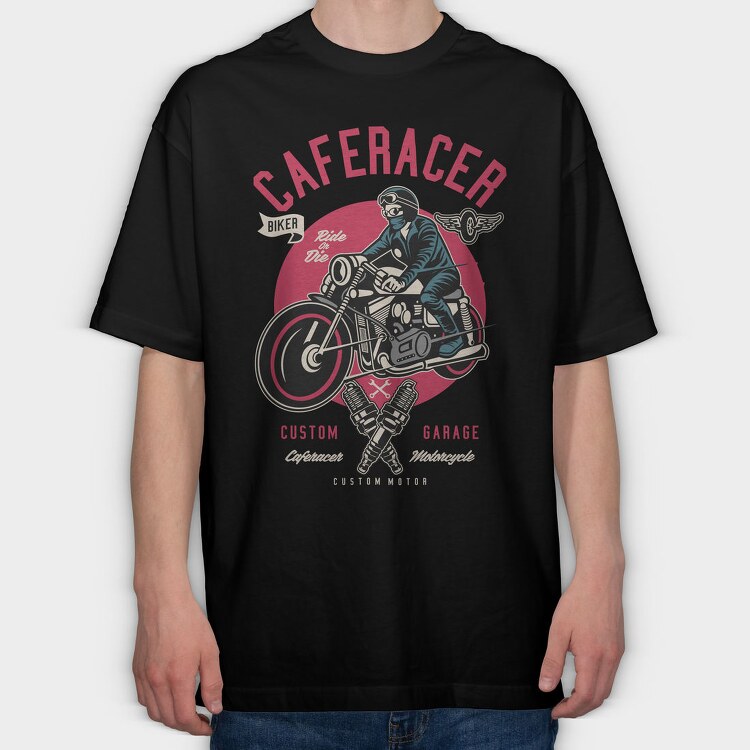Caferacer Garage, Tricou Oversize Barbati (Unisex)