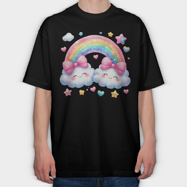 Cloud Rainbow Bow, Tricou Oversize Barbati (Unisex)