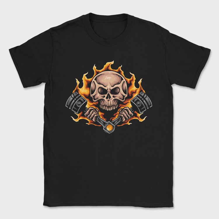 Burning Skull Pistons, Tricou Barbati (Unisex)