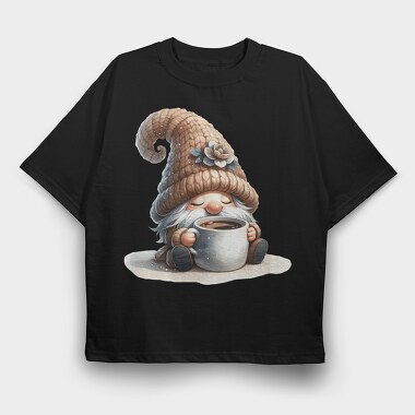 Coffee Lover Gnome, Tricou Oversize Barbati (Unisex)
