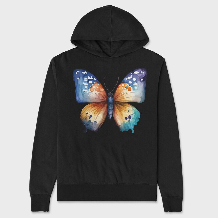 Colorful Watercolor Butterfly, Hanorac Oversize Barbati (Unisex)