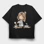Cooking Girl Stirring, Tricou Oversize Barbati (Unisex)