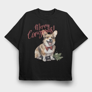 Corgi Merry Longmas, Tricou Oversize Barbati (Unisex)
