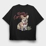 Corgi Merry Longmas, Tricou Oversize Barbati (Unisex)