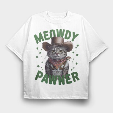 Cowboy Cat Pawner, Tricou Oversize Barbati (Unisex)