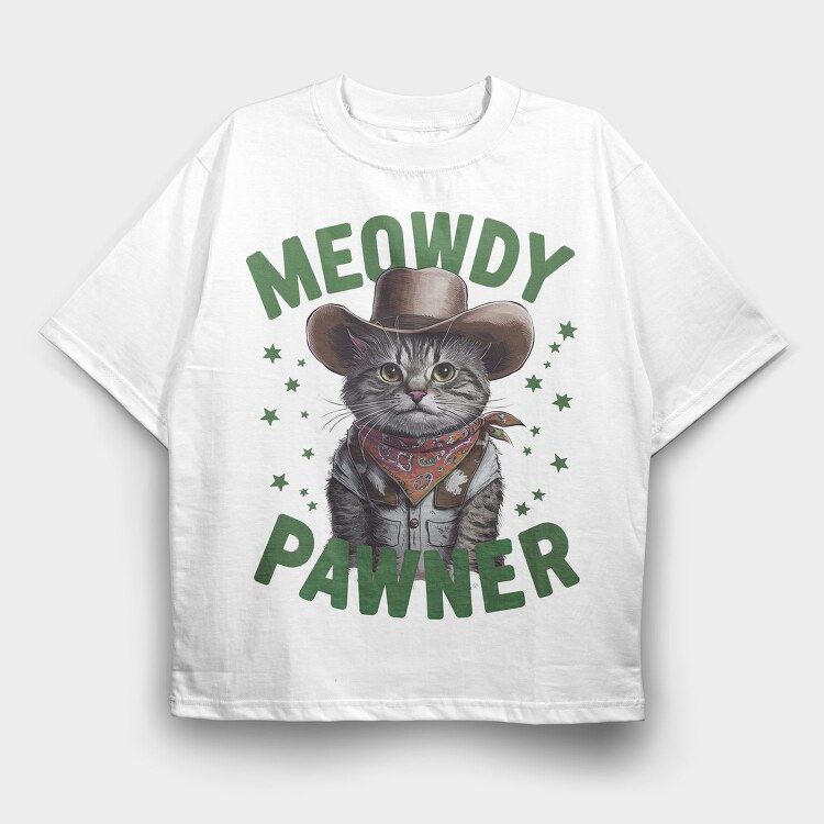 Cowboy Cat Pawner, Tricou Oversize Barbati (Unisex)