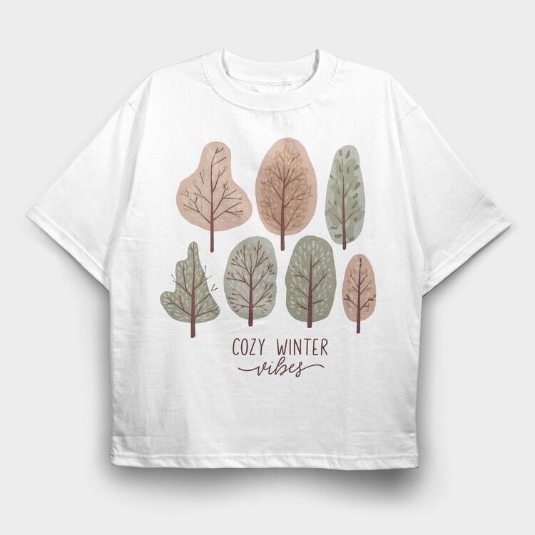 Cozy Christmas Trees, Tricou Oversize Barbati (Unisex)