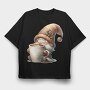 Cozy Coffee Gnome, Tricou Oversize Barbati (Unisex)
