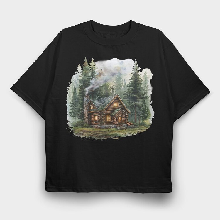 Cozy Forest Mist Home, Tricou Oversize Barbati (Unisex)