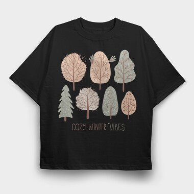 Cozy Winter Trees, Tricou Oversize Barbati (Unisex)